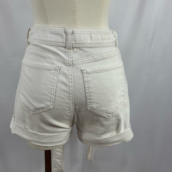 Women's White Strech Denim High Rise Shorts Size 27 Waist - Picture 3 of 7